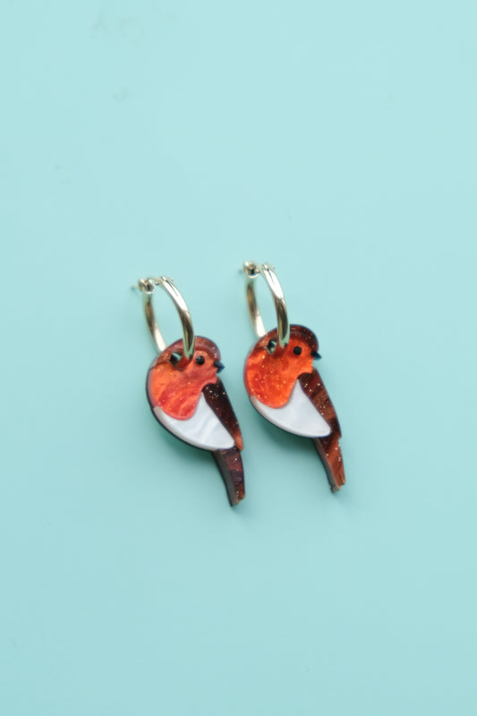 Robin Redbreast Hoop Earrings