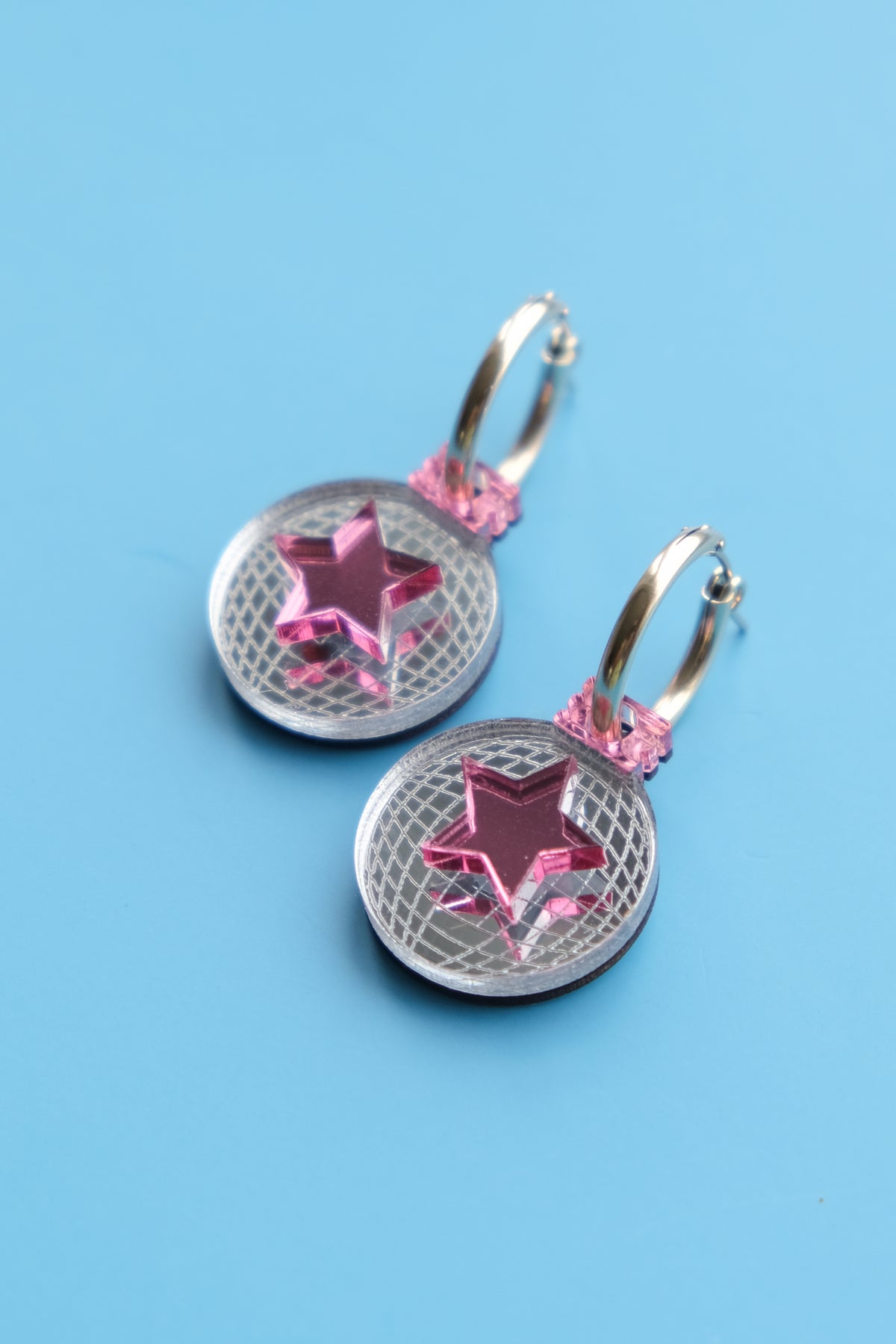 Pink Disco Ball Hoop Earrings