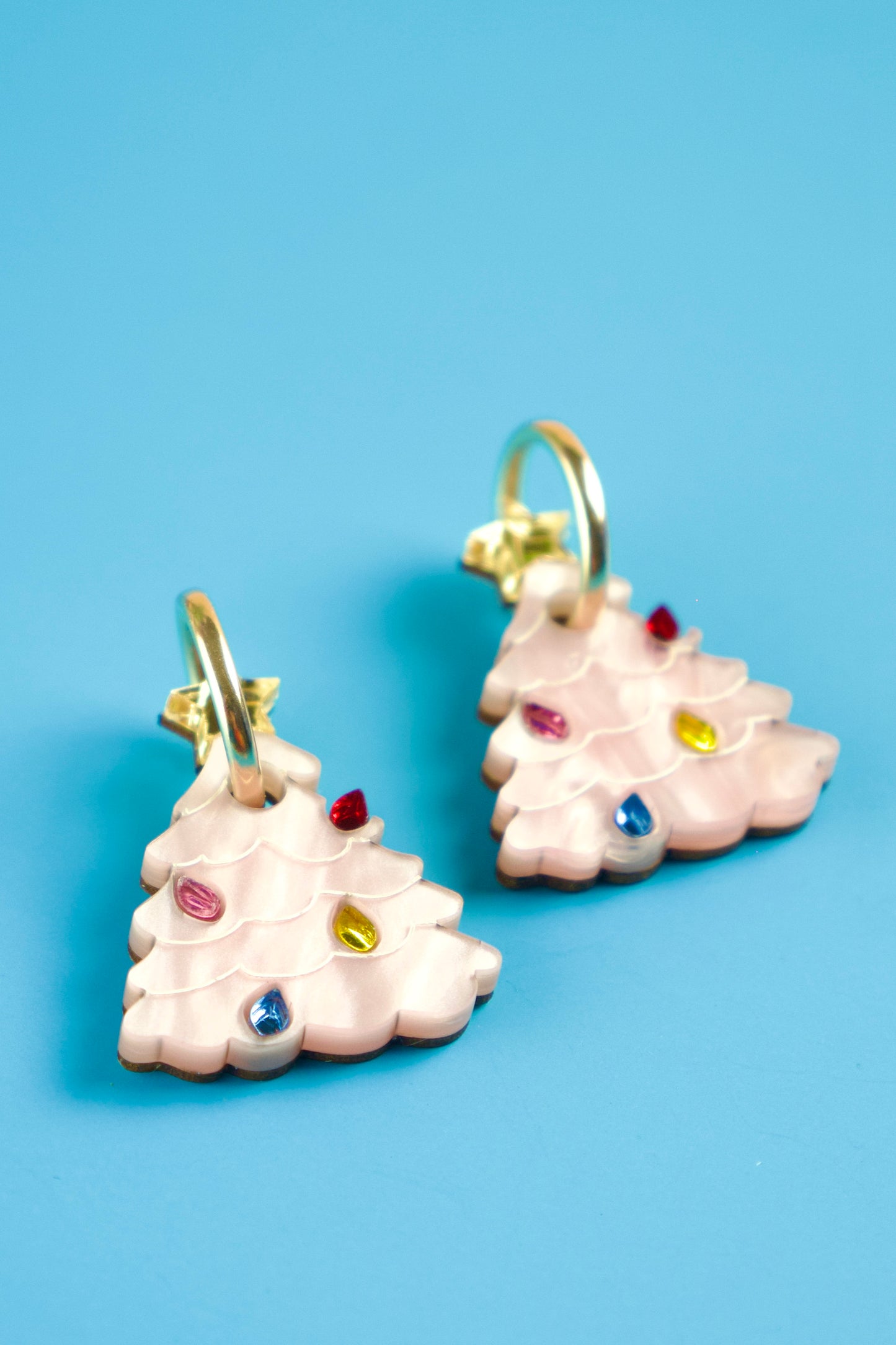 Vintage Christmas Tree Hoop Earrings