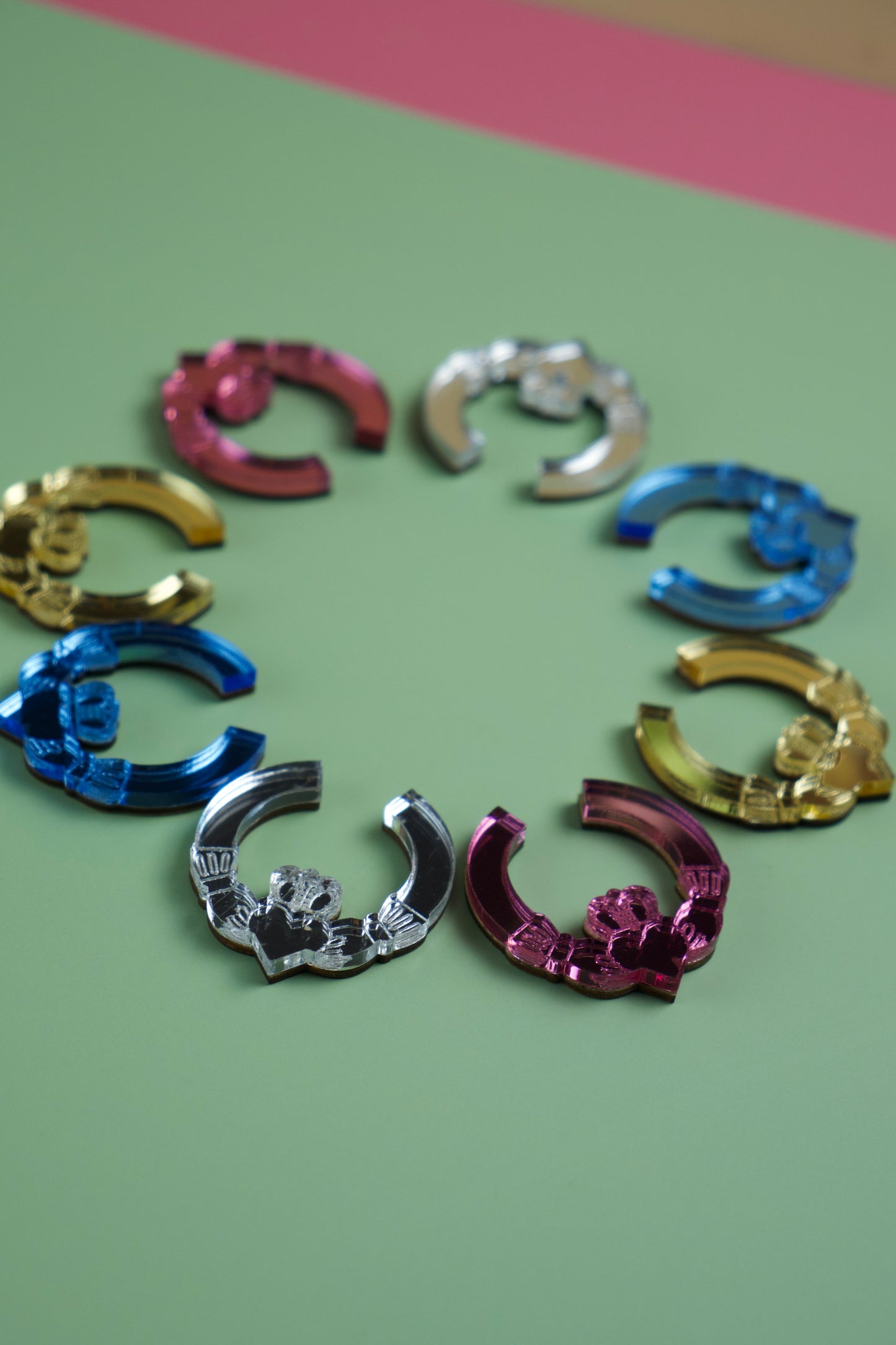 Colourful Mini Claddagh Ring Earrings