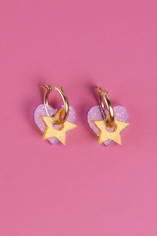 Heart & Star Hoop Earrings