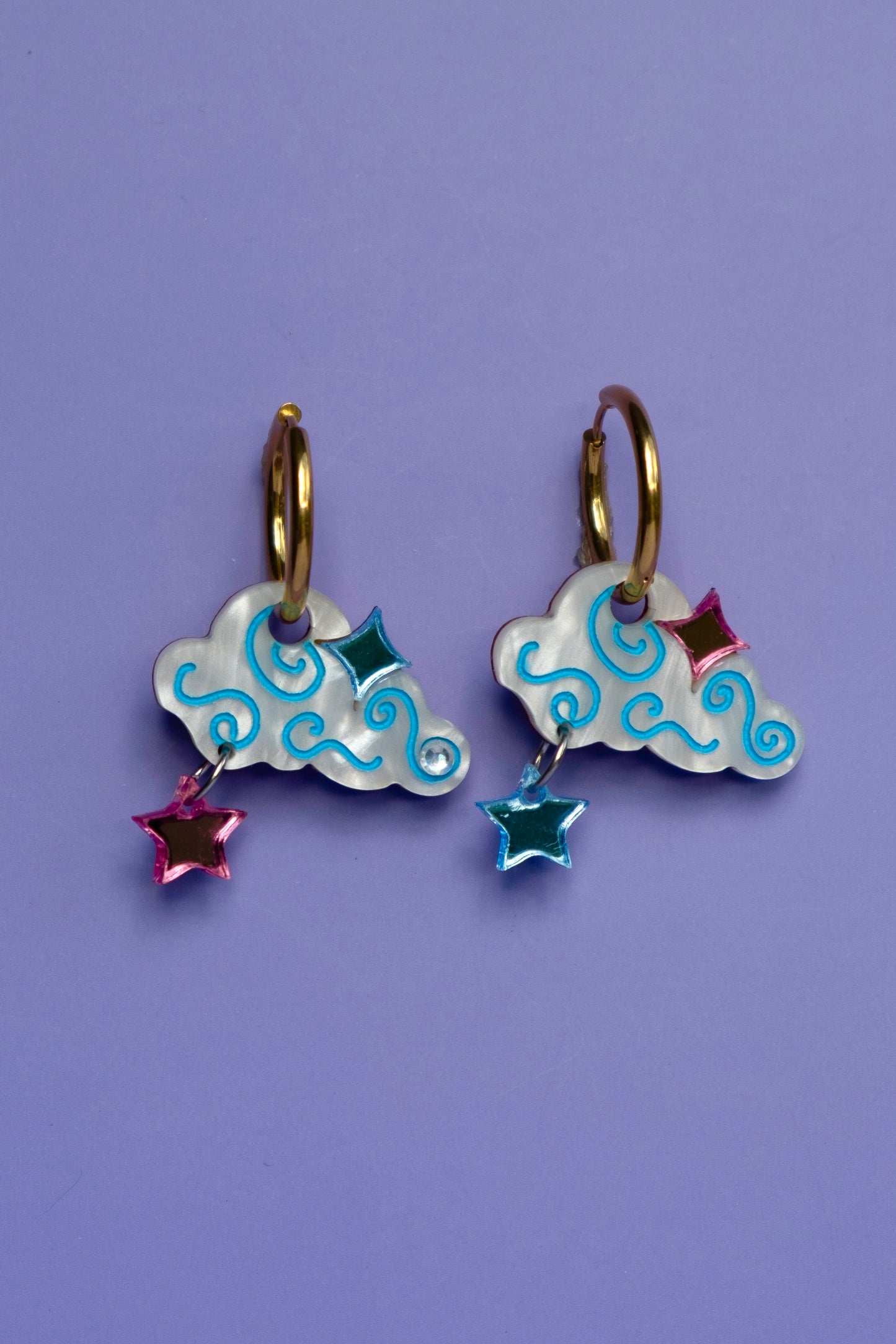 Cloudy Night Sky Hoop Earrings