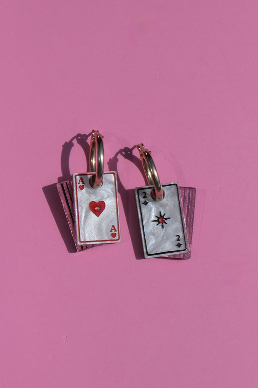 Playing Card Hoop Earrings