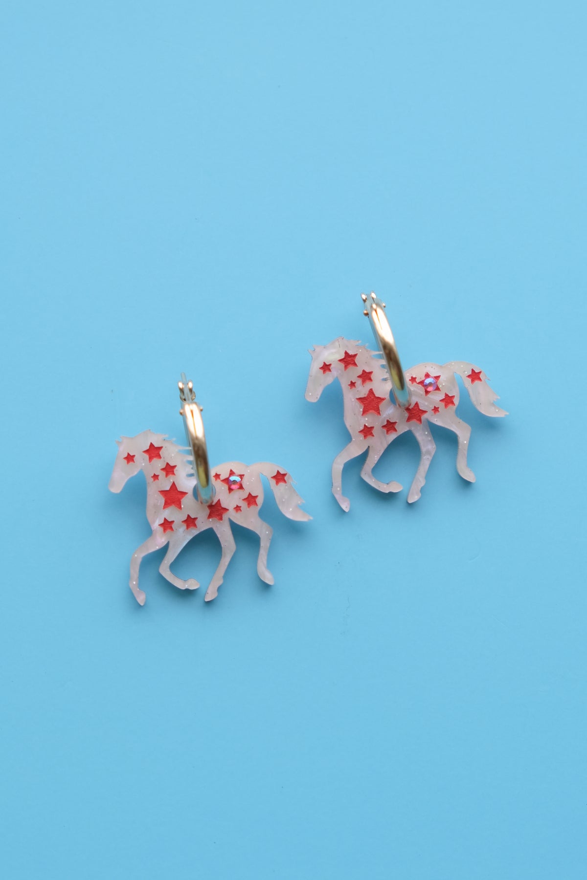 Star Horse Hoop Earrings