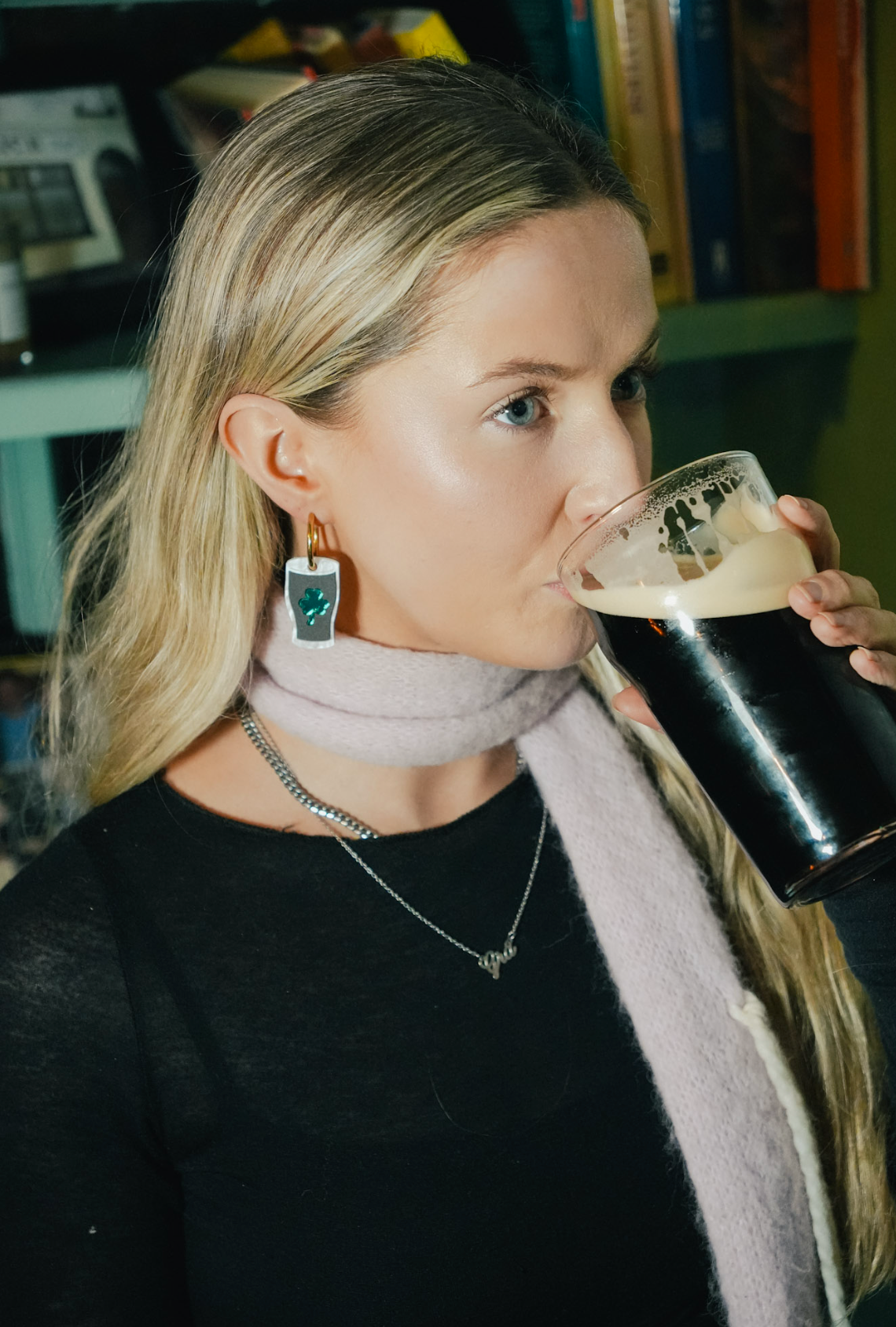 Shamrock Stout Hoop Earrings