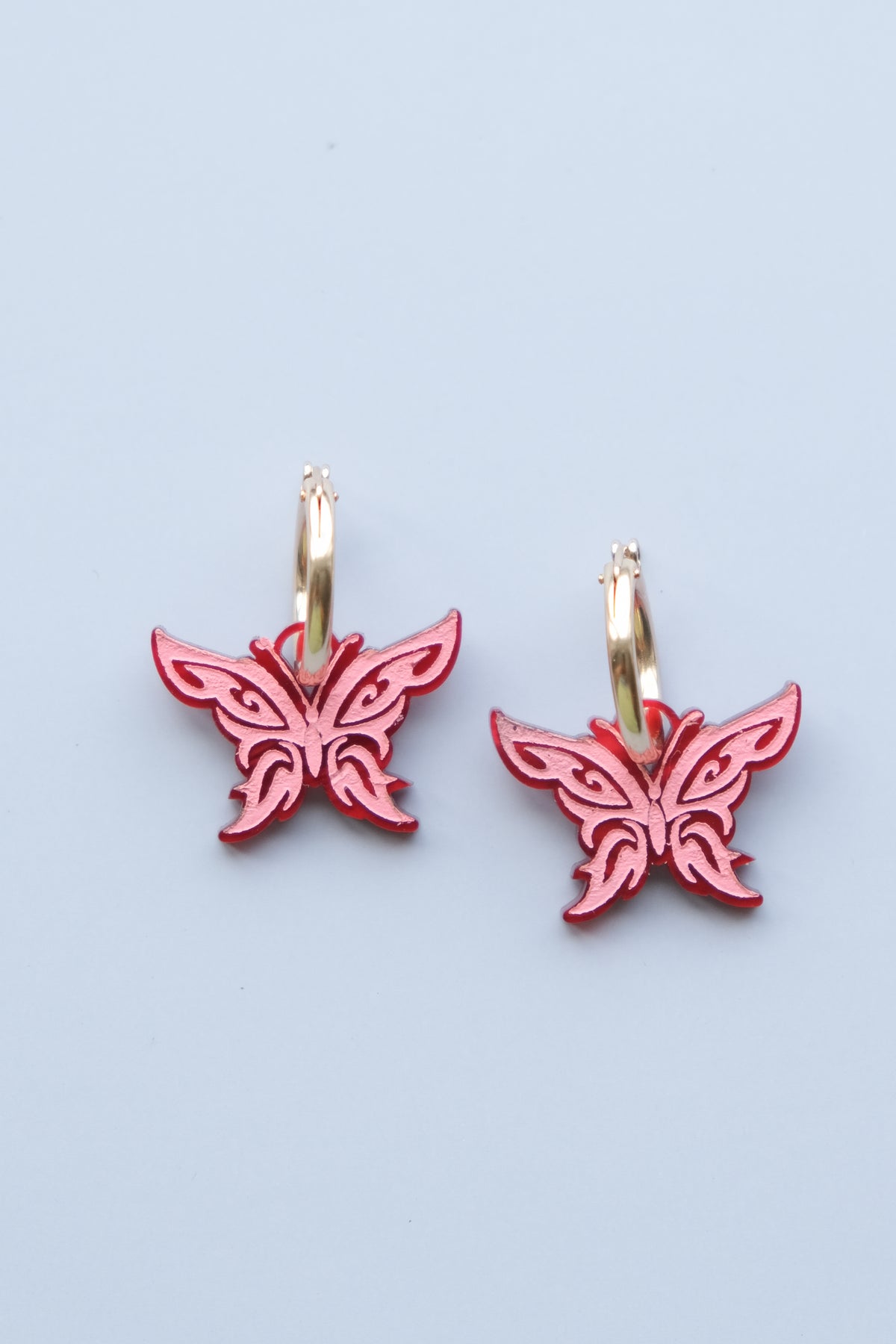 Ornamental Butterfly Hoop Earrings
