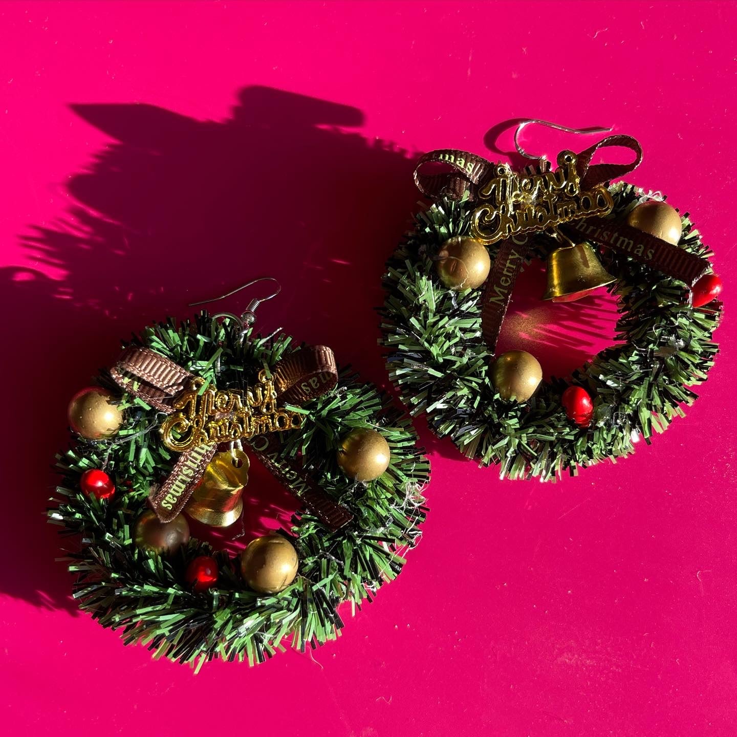 Merry Christmas Wreath Earrings