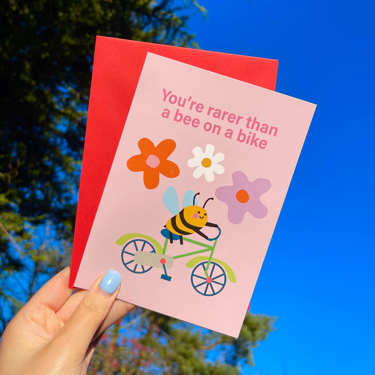 Du bist seltener als eine Biene auf einem Fahrrad – Valentinstagskarte