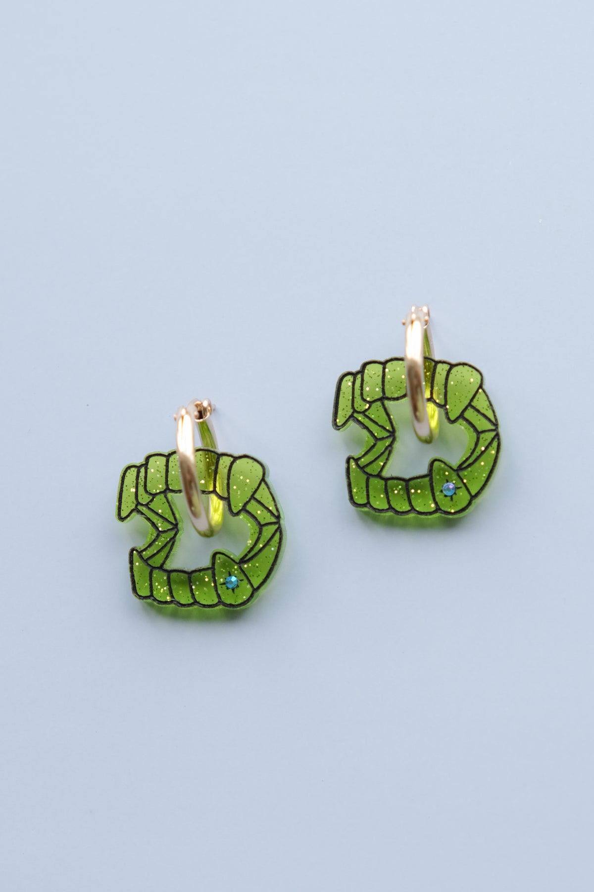 Green Fang Hoop Earrings