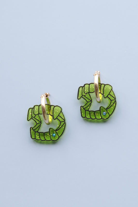 Green Fang Hoop Earrings