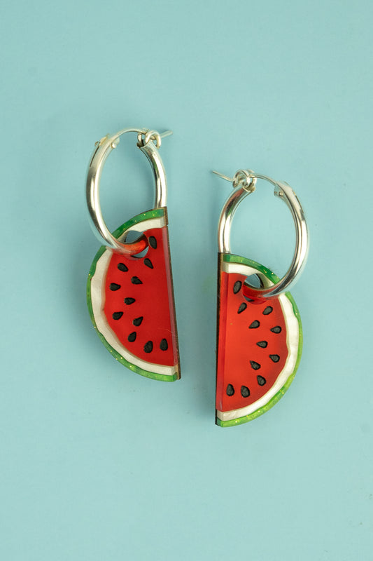 Watermelon Hoop Earrings