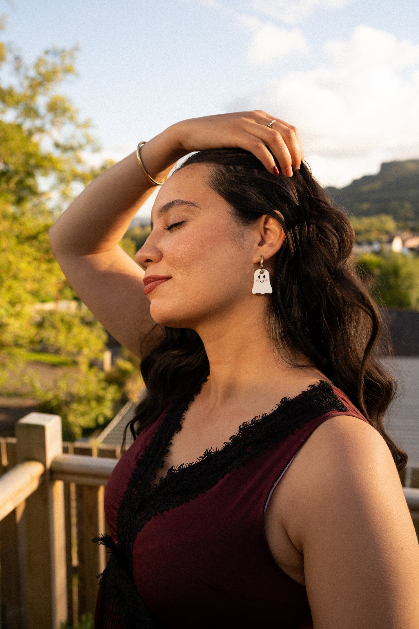 Cute Happy Ghost Hoop Earrings