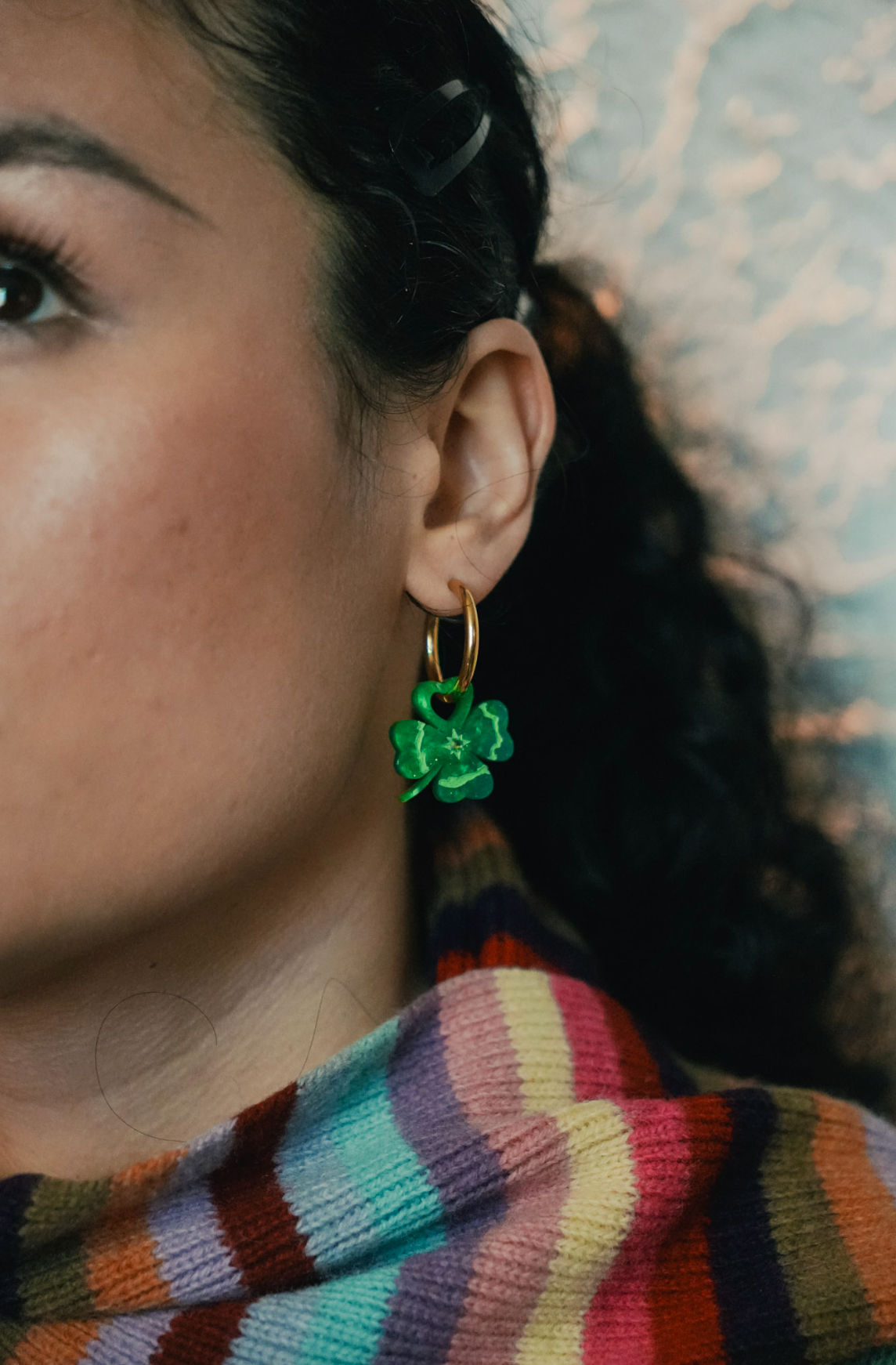 Four Leaf Clover Hoop Earrings