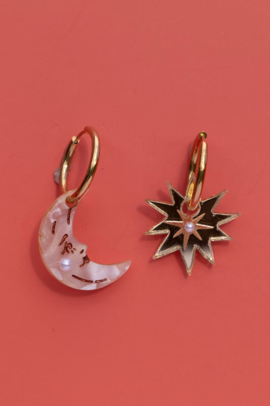 Guiding Star & Moon Hoop Earrings