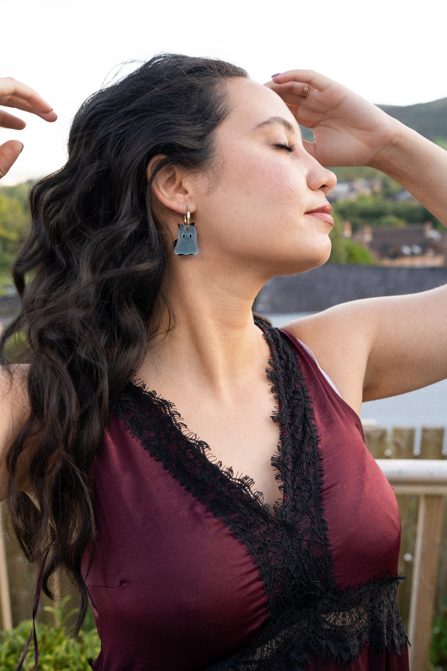 Ghost Cat Hoop Earrings