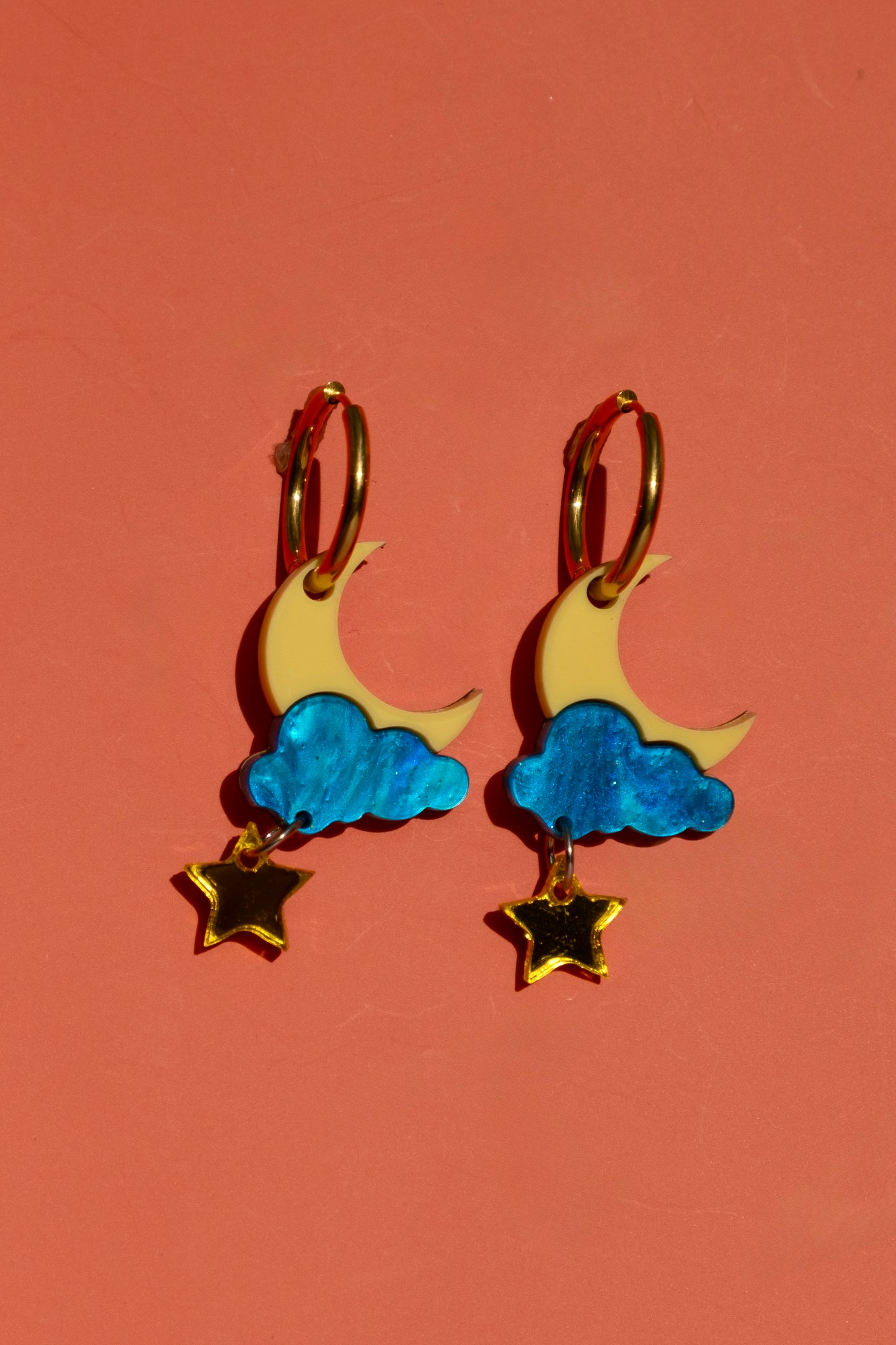 Star and Moon Hoop Earrings