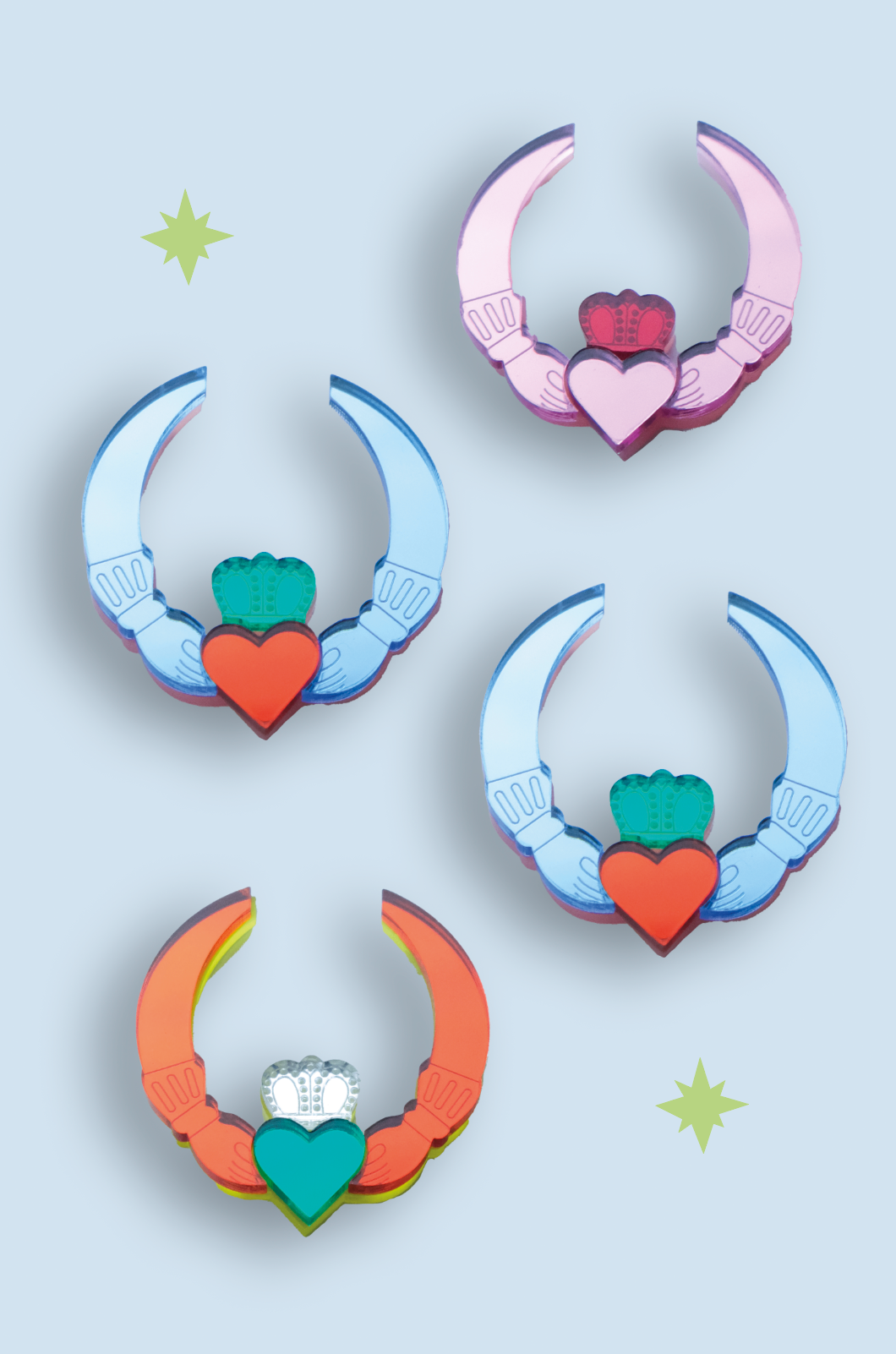 Claddagh Ring Earrings - Choose Your Colour!