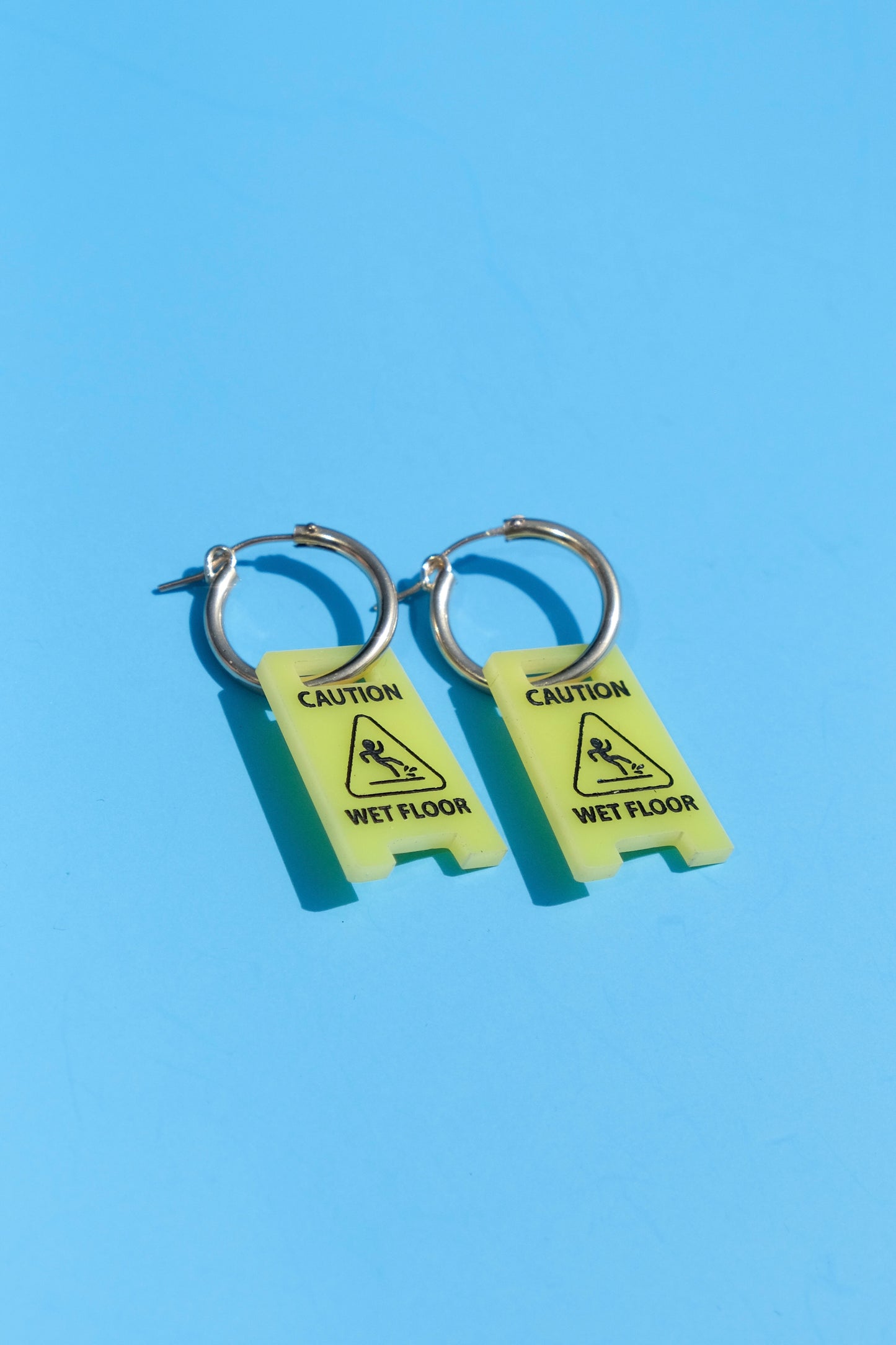 Wet Floor Sign Hoop Earrings