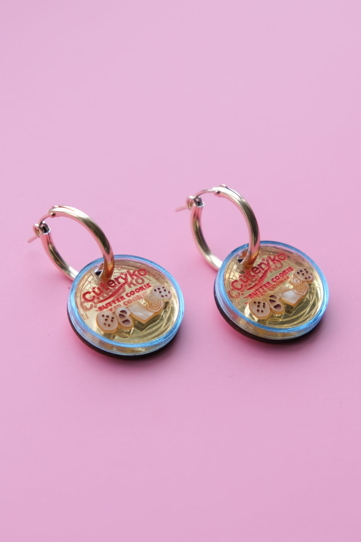 Danish Butter Cookie Tin Hoop Earrings