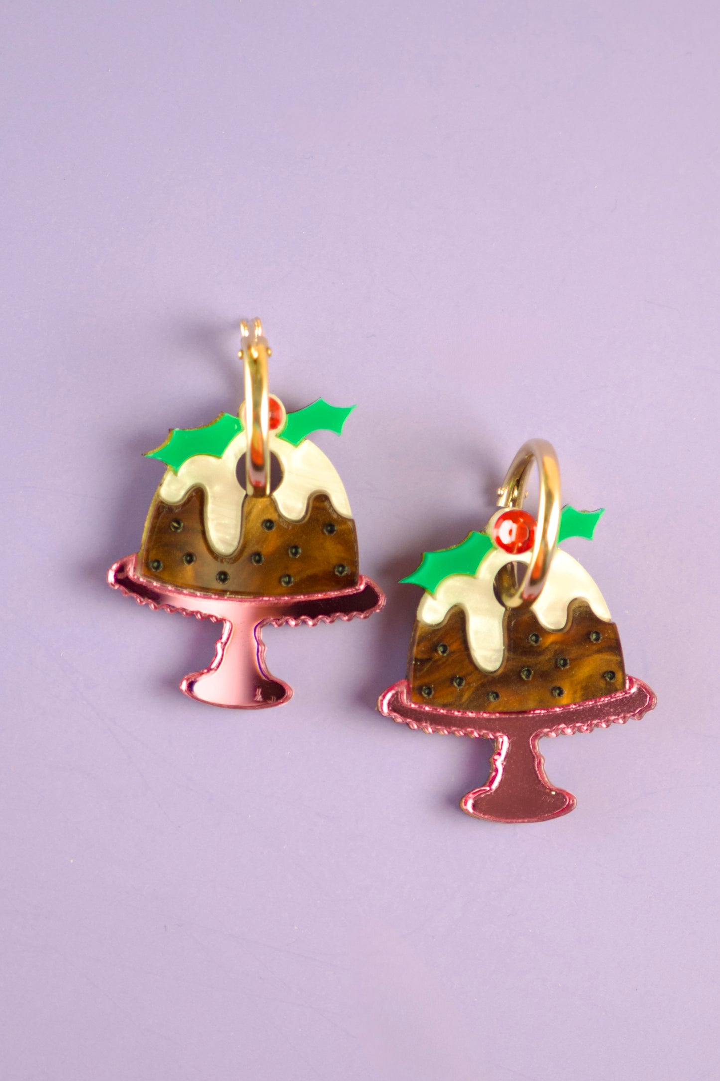 Christmas Pudding Hoop Earrings