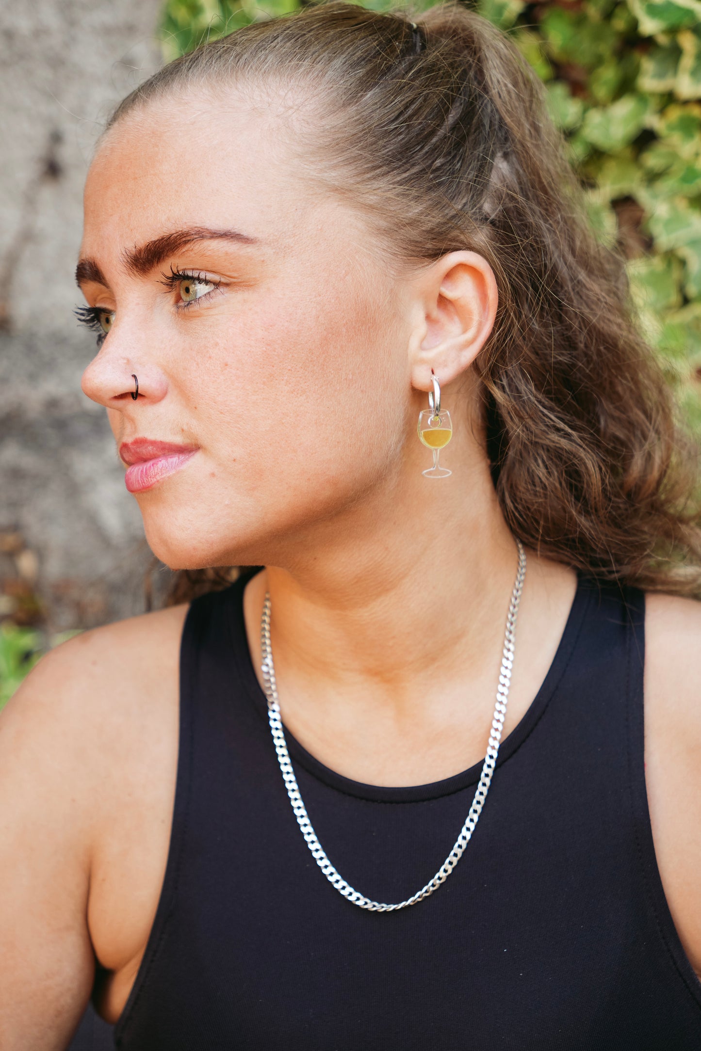 White Wine Hoop Earrings