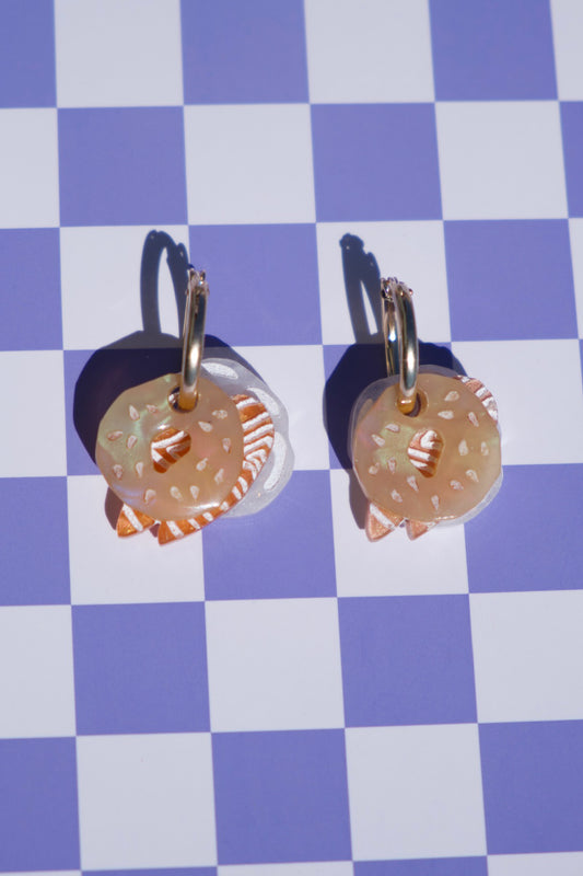 Salmon and Cream Cheese Bagel Hoop Earrings
