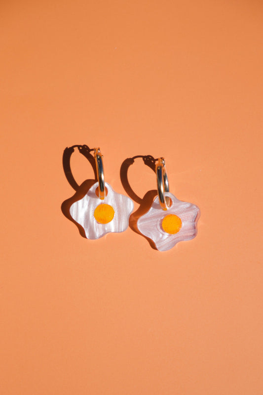 Fried Egg Hoop Earrings