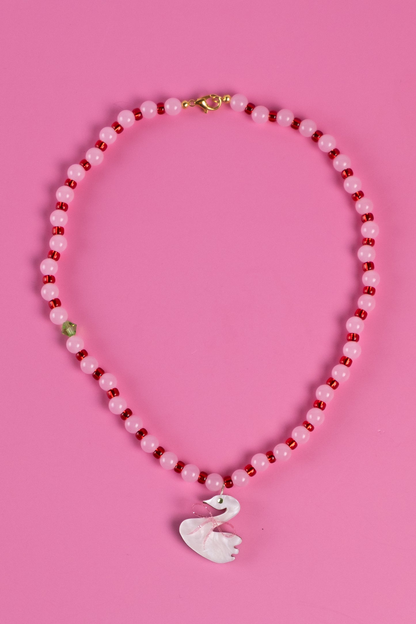 Rose Quartz Swan Necklace