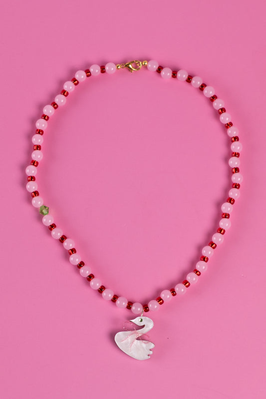 Rose Quartz Swan Necklace