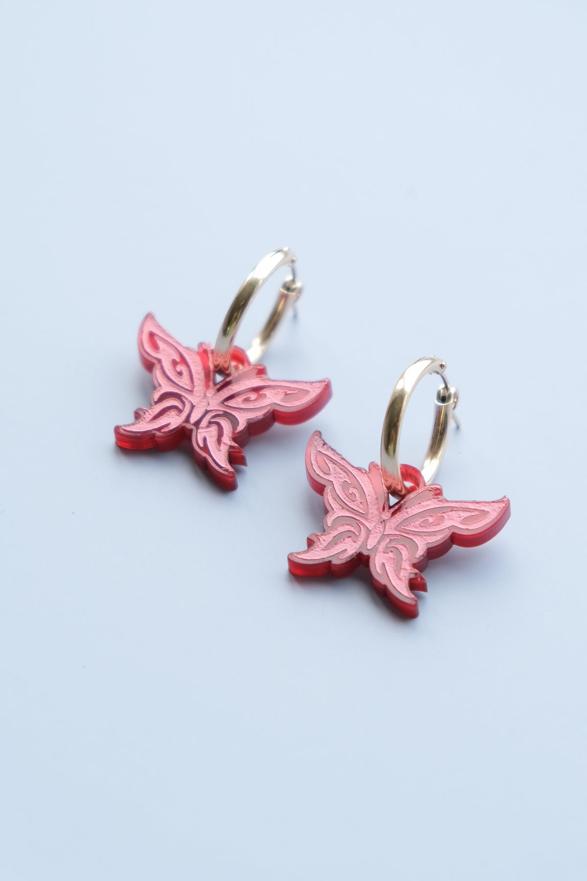 Ornamental Butterfly Hoop Earrings