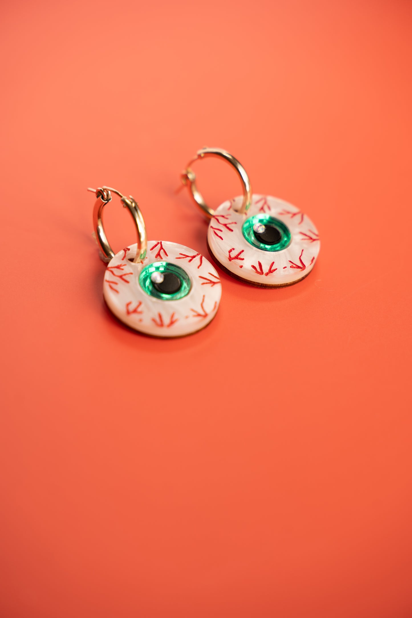 Bloodshot Eyeball Hoop Earrings