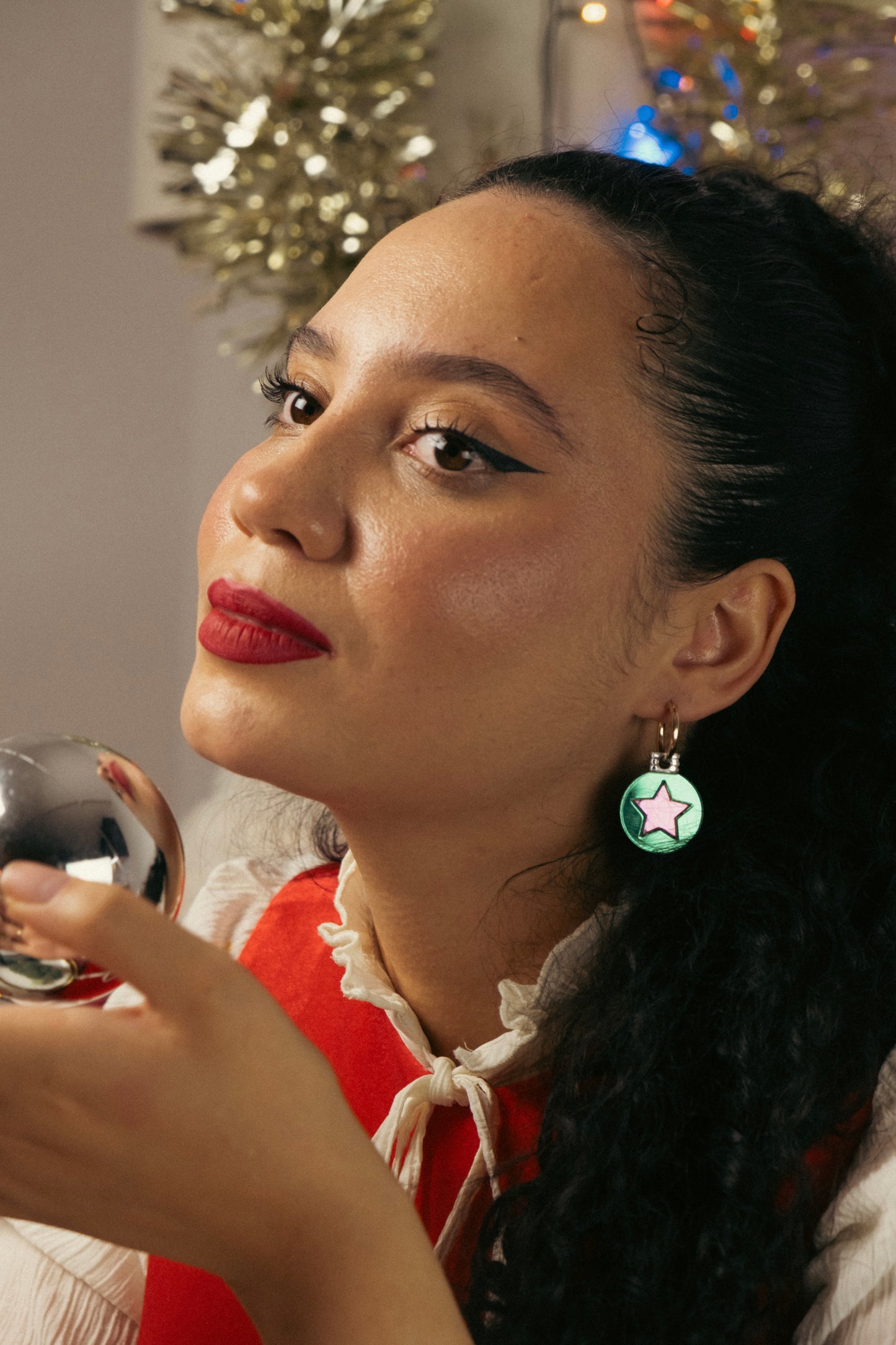 Christmas Baubles Hoop Earrings - Set of 3