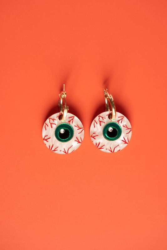 Bloodshot Eyeball Hoop Earrings