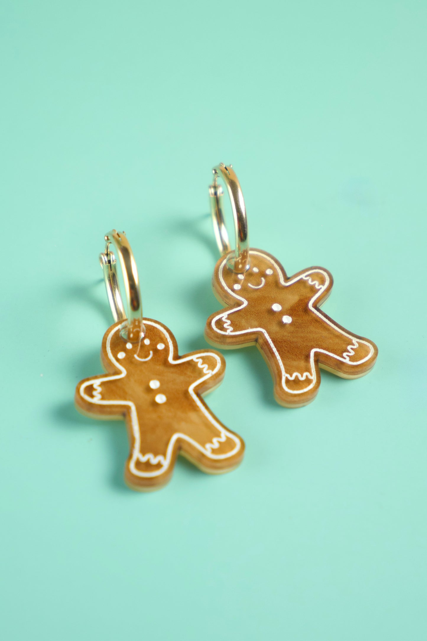 Gingerbread Man Hoop Earrings