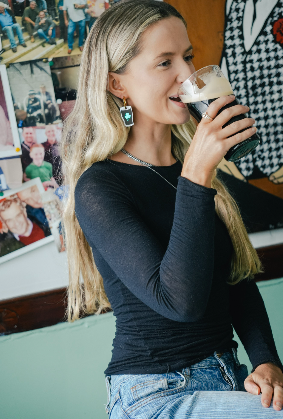 Shamrock Stout Hoop Earrings