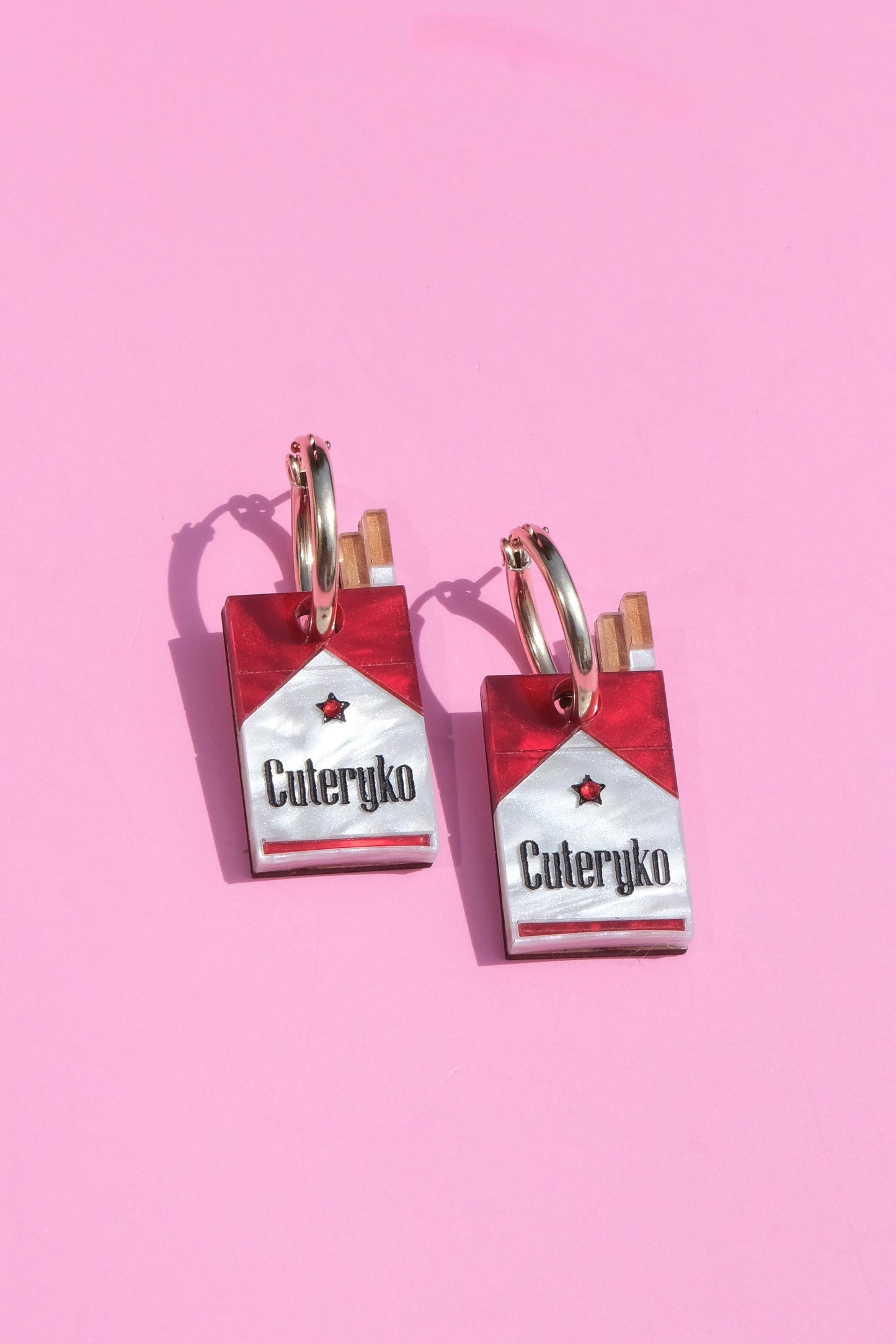 Cigarette Pack Hoop Earrings