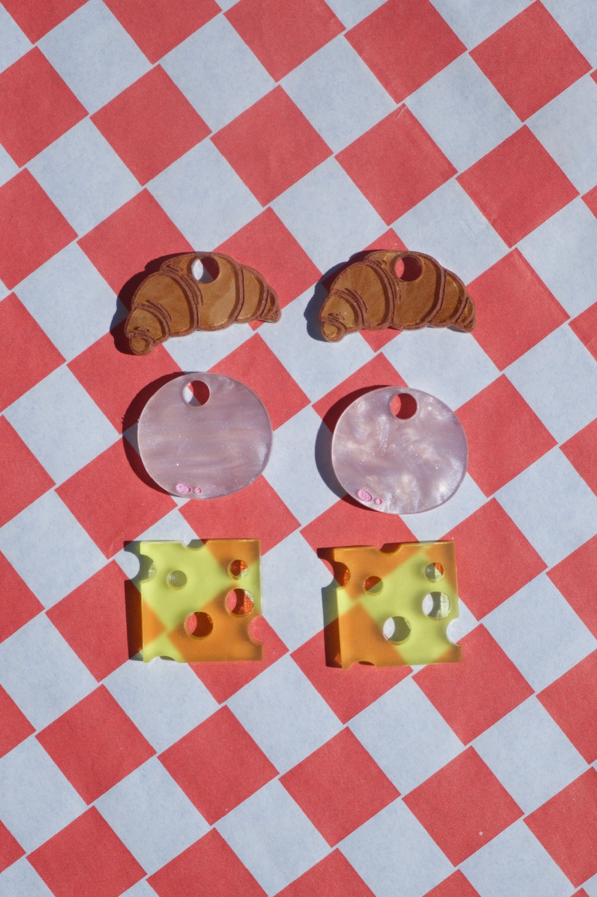 Ham and Cheese Croissant Hoop Earrings