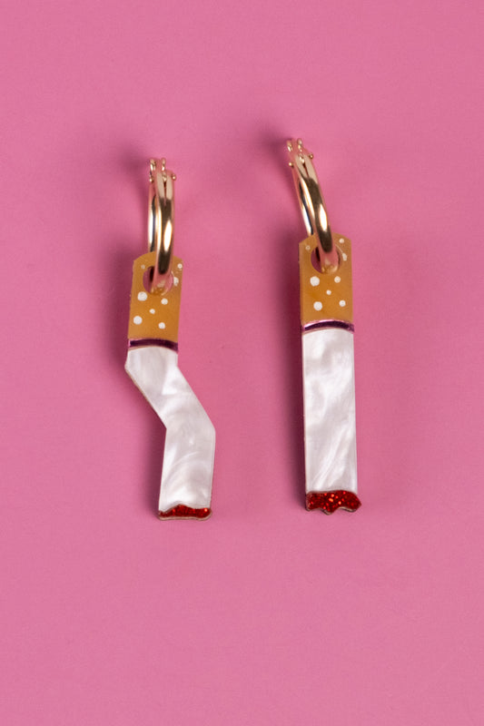 Cigarette Hoop Earrings