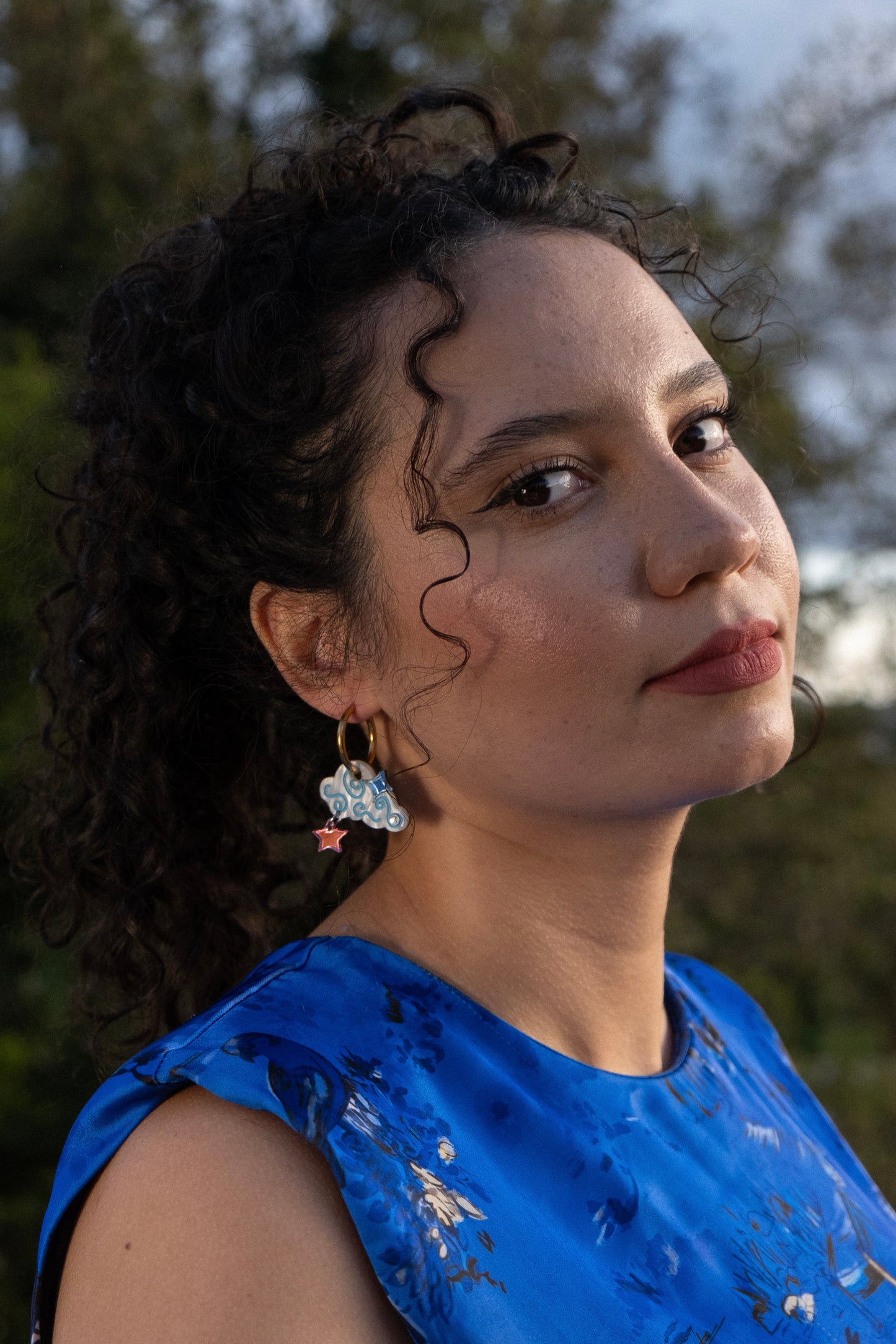 Cloudy Night Sky Hoop Earrings
