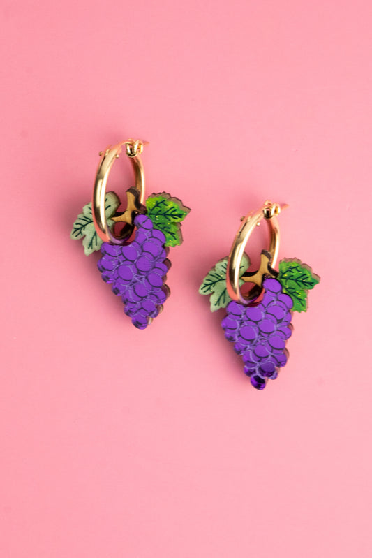 Grape Hoop Earrings