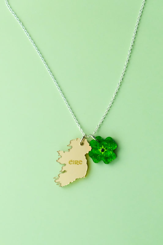 Ireland & Shamrock Necklace