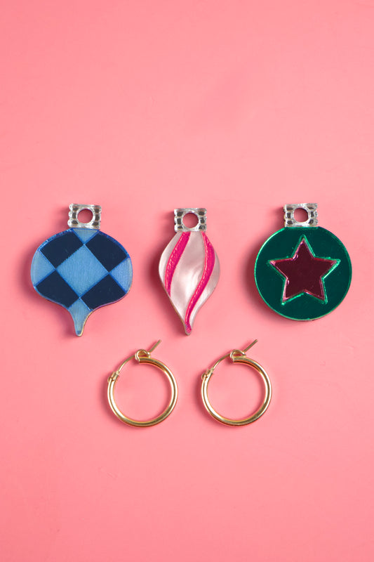 Christmas Baubles Hoop Earrings - Set of 3