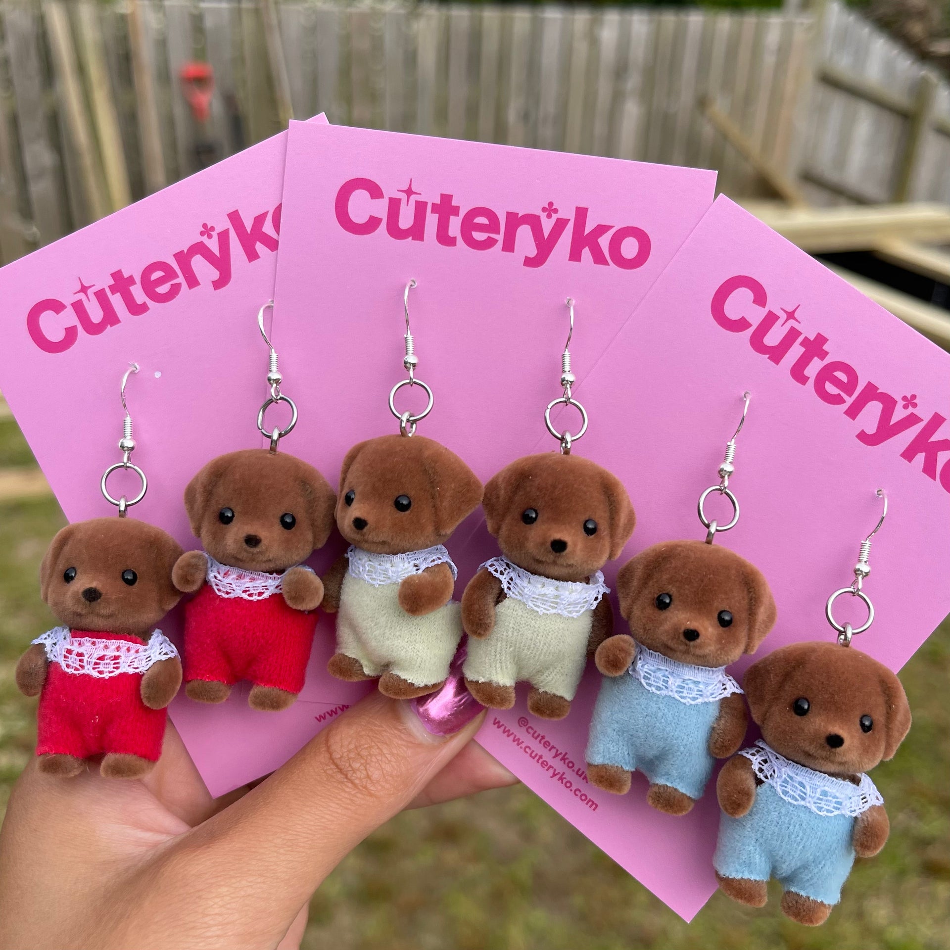 Chocolate Labrador Puppies Sylvanian Families Earrings Cuteryko