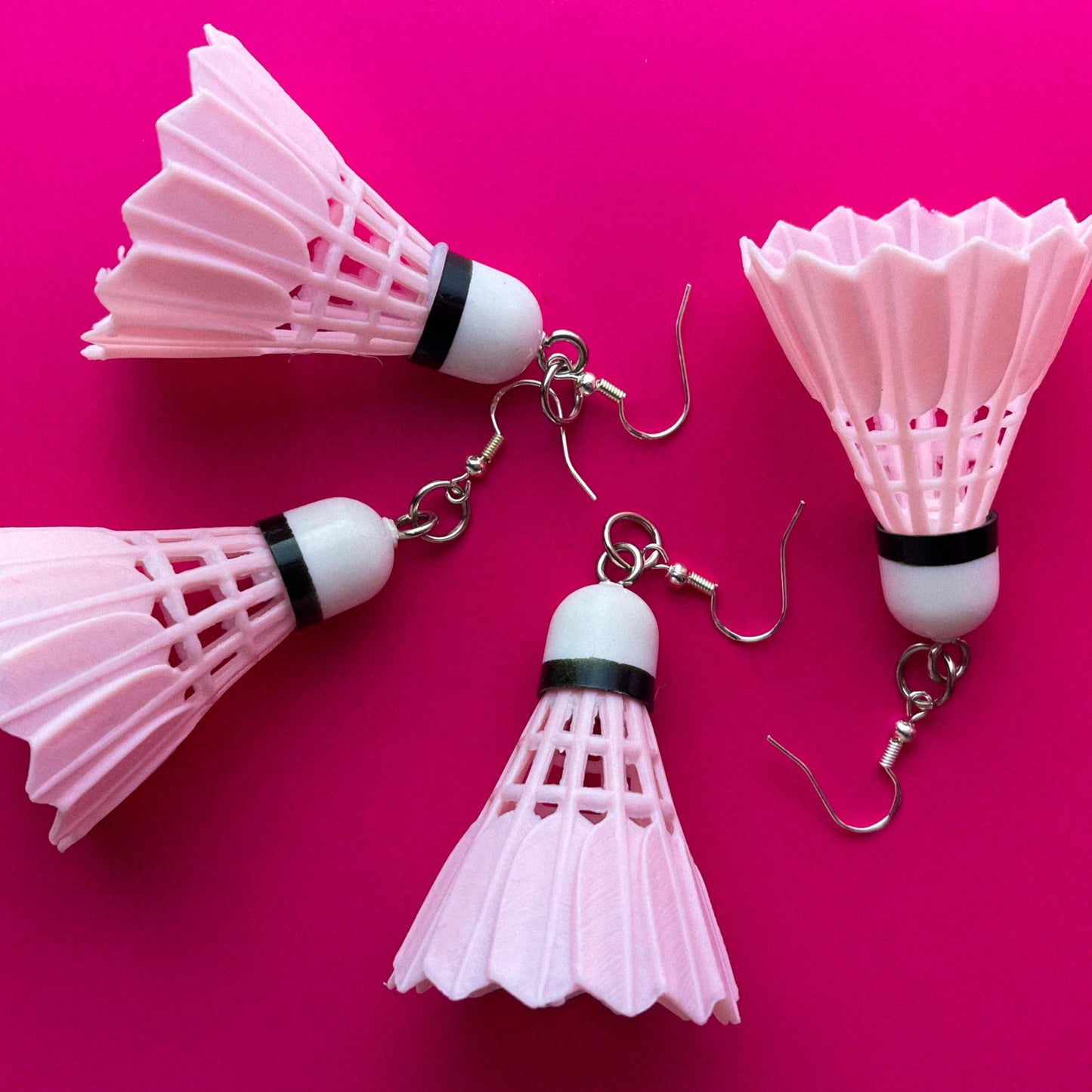Pink Shuttlecock Earrings