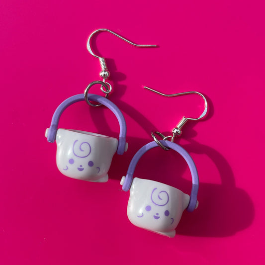 Ghost Trick or Treat Bucket Earrings