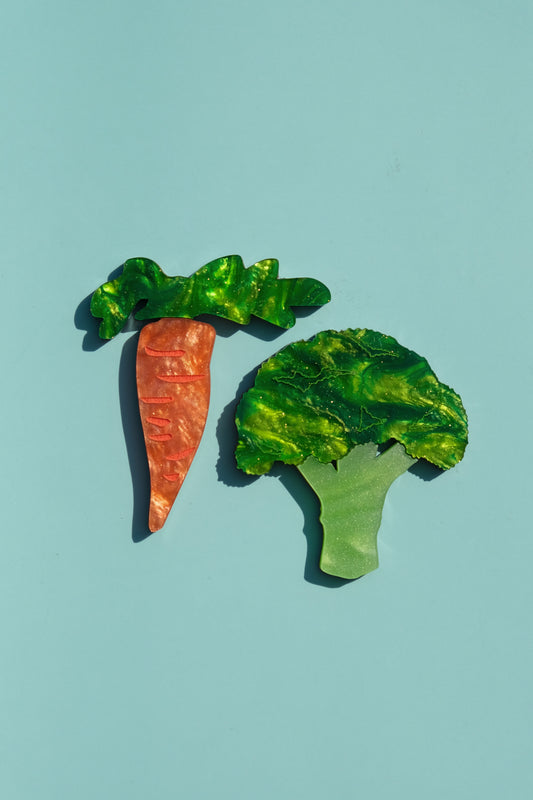 Broccoli and Carrot Veggie Hair Clips - Set of 2