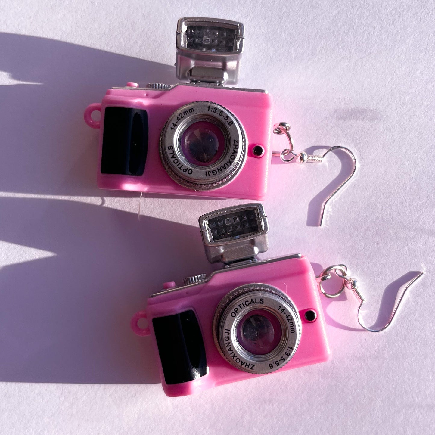Pink Camera Earrings