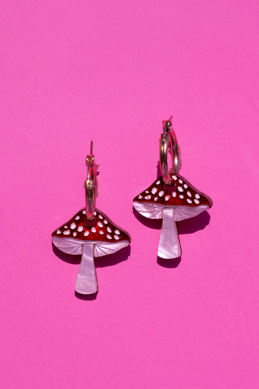 Mushroom Hoop Earrings