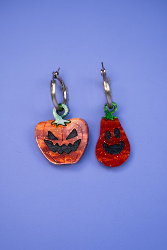 Misshapen Spooky Pumpkin Hoop Earrings