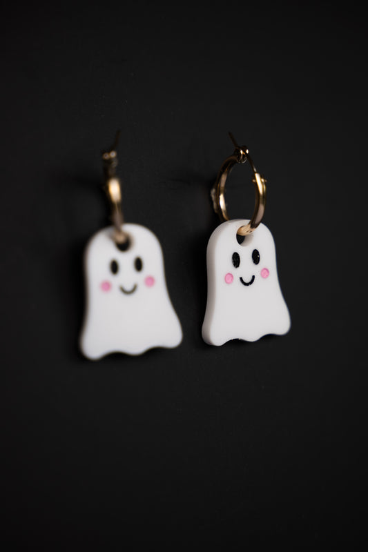Cute Happy Ghost Hoop Earrings